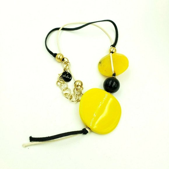 Alisha D  Jewelry  Alisha D Long Necklace Large Yellow Black Bead Cor 
